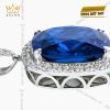 Mặt dây chuyền vàng trắng Au750 đính kim cương và đá sapphire xanh
