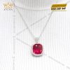 Mặt dây chuyền vàng trắng Au750 đính kim cương và sapphire đỏ