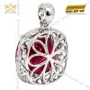 Mặt dây chuyền vàng trắng Au750 đính kim cương và sapphire đỏ