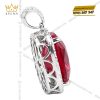 Mặt dây chuyền vàng trắng Au750 đính kim cương và sapphire đỏ