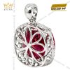 Mặt dây chuyền vàng trắng Au750 đính kim cương và sapphire đỏ