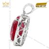 Mặt dây chuyền vàng trắng Au750 đính kim cương và sapphire đỏ