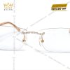 Mắt kính vàng hồng Au750 đính logo vương miện và kim cương baguette