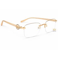 Mắt kính vàng hồng Au750 đính logo vương miện và kim cương baguette