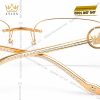 Mắt kính vàng hồng Au750 đính logo vương miện và kim cương baguette