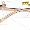 Mắt kính vàng hồng Au750 đính logo vương miện và kim cương baguette