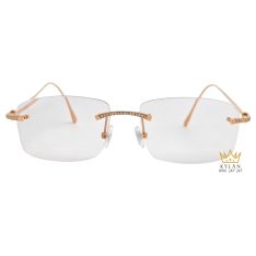 Mắt kính vàng hồng Au750 đính kim cương