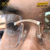 Mắt kính vàng hồng Au750 đính kim cương