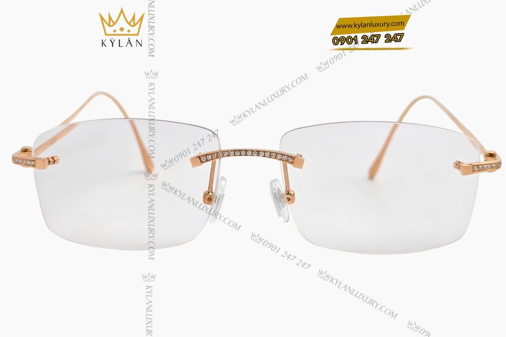 Kỳ Lân Luxury Mat kinh vang hong nguyen khoi Au750 dinh kim cuong 2 Mắt kính vàng hồng Au750 đính kim cương