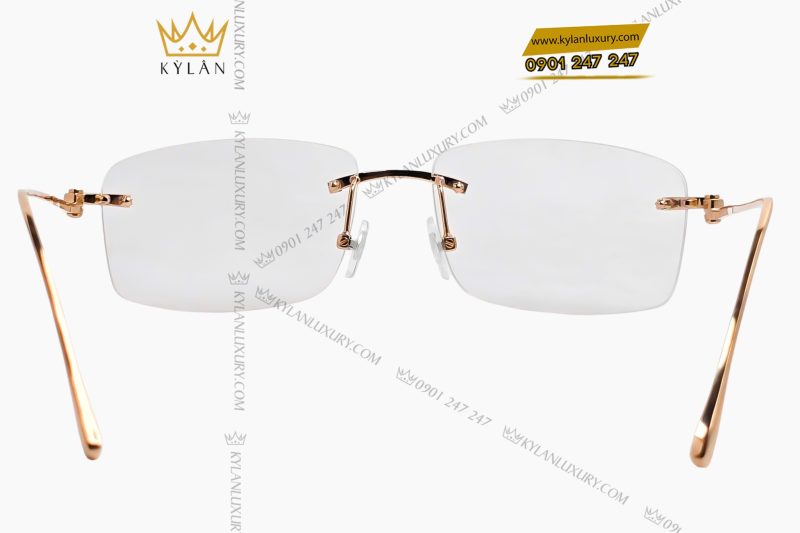 Mắt kính vàng hồng Au750 đính kim cương