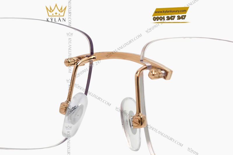 Mắt kính vàng hồng Au750 đính kim cương