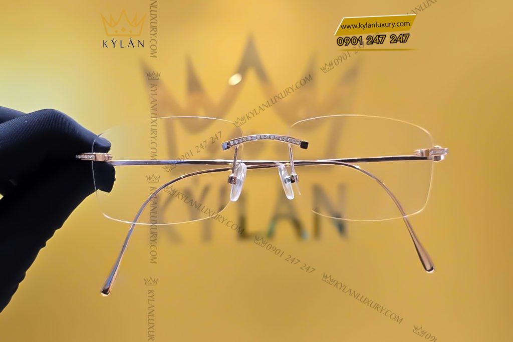 Kỳ Lân Luxury Mat kinh vang hong nguyen khoi Au750 dinh kim cuong 9 Mắt kính vàng hồng Au750 đính kim cương