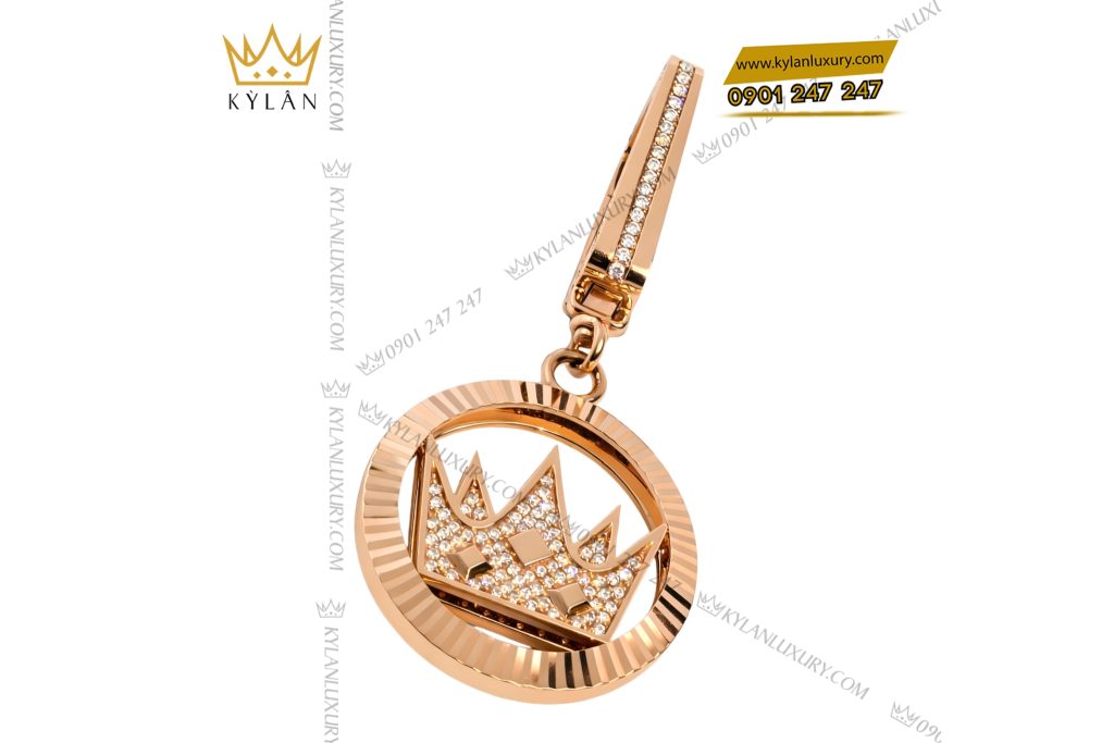 Kỳ Lân Luxury Moc khoa charm logo vuong mien vang hong Au750 dinh kim cuong 3 Móc khóa charm logo vương miện vàng hồng Au750 đính kim cương