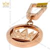 Móc khóa charm logo vương miện vàng hồng Au750 đính kim cương