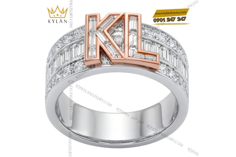 Nhẫn KL vàng trắng Au750 đính kim cương