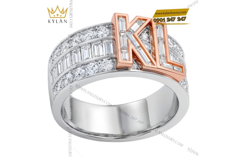 Nhẫn KL vàng trắng Au750 đính kim cương
