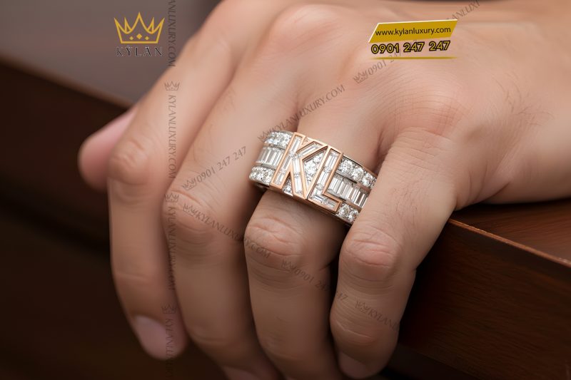 Nhẫn KL vàng trắng Au750 đính kim cương