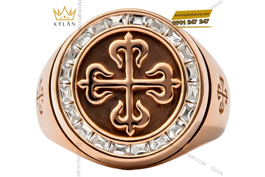 Nhẫn Patek Philippe vàng hồng Au750 đính kim cương