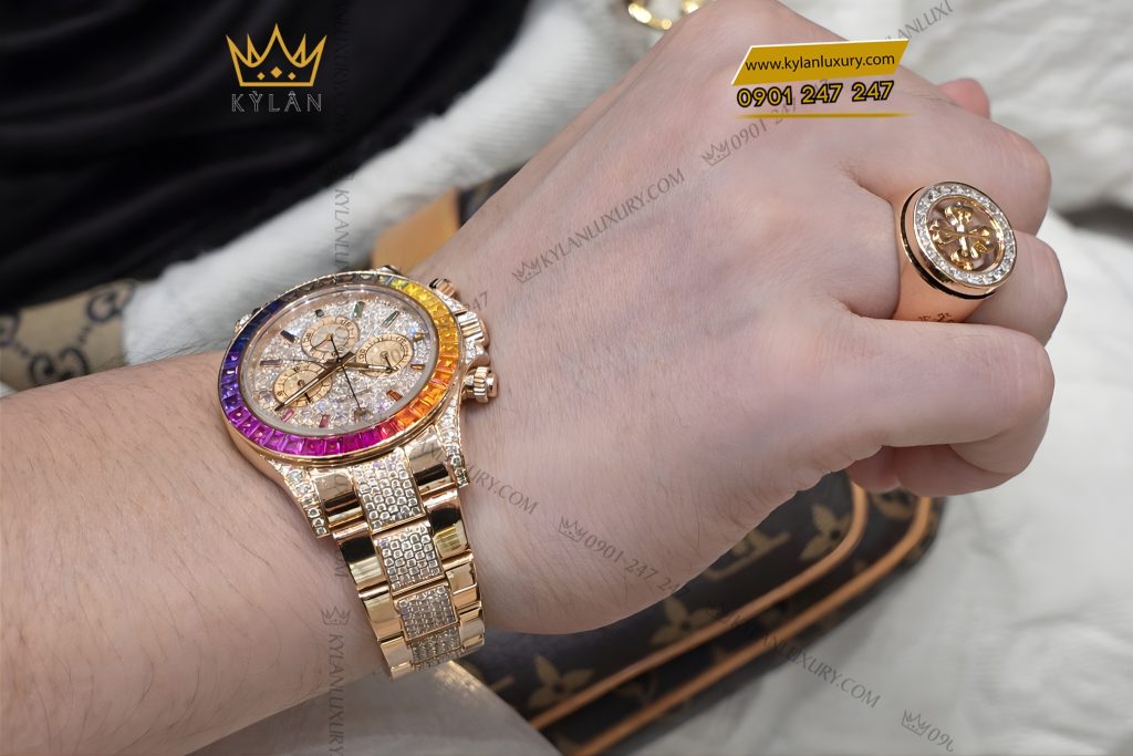 Nhẫn Patek Philippe vàng hồng Au750 đính kim cương