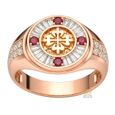 Nhẫn Patek Philippe vàng hồng Au750 đính kim cương và đá ruby Nhẫn Patek Philippe vàng hồng Au750 đính kim cương và đá ruby