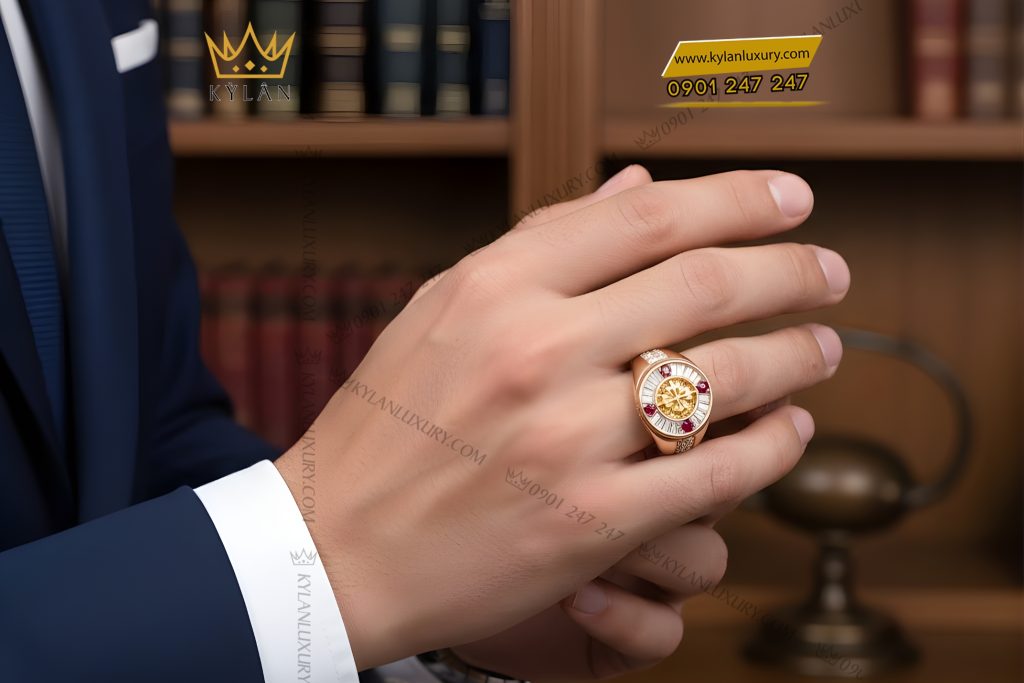 Nhẫn Patek Philippe vàng hồng Au750 đính kim cương và đá ruby 9 Nhẫn Patek Philippe vàng hồng Au750 đính kim cương và đá ruby