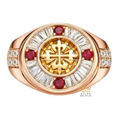 Nhẫn Patek Philippe vàng hồng Au750 đính kim cương và đá ruby