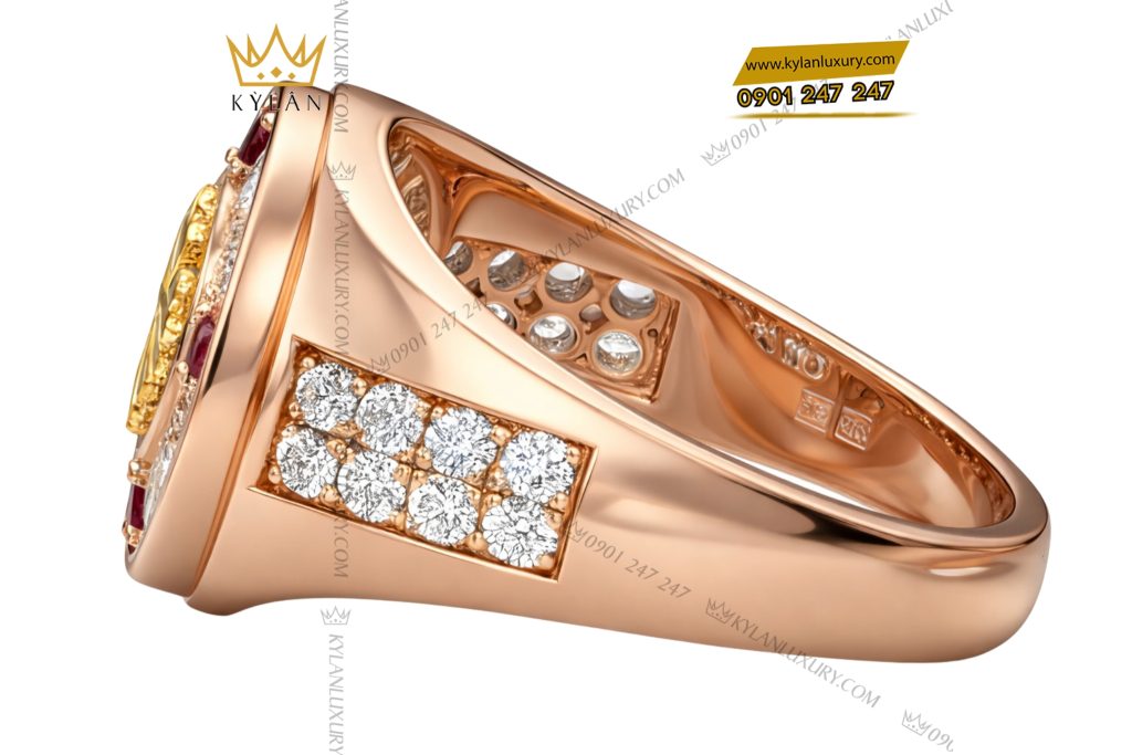 Nhẫn Patek Philippe vàng hồng Au750 đính kim cương và đá ruby 4 Nhẫn Patek Philippe vàng hồng Au750 đính kim cương và đá ruby