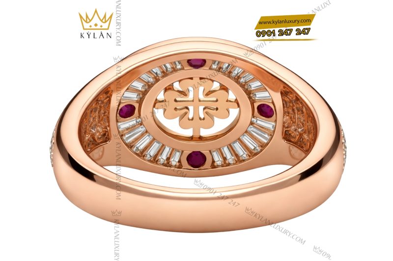Nhẫn Patek Philippe vàng hồng Au750 đính kim cương và đá ruby
