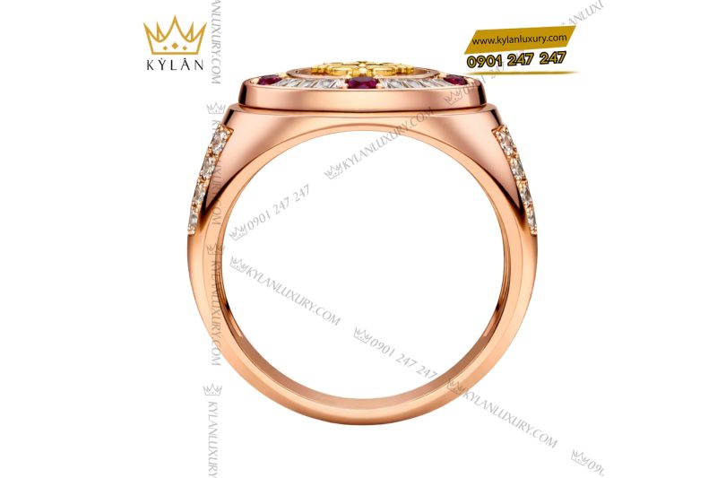 Nhẫn Patek Philippe vàng hồng Au750 đính kim cương và đá ruby