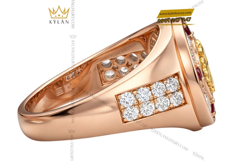 Nhẫn Patek Philippe vàng hồng Au750 đính kim cương và đá ruby