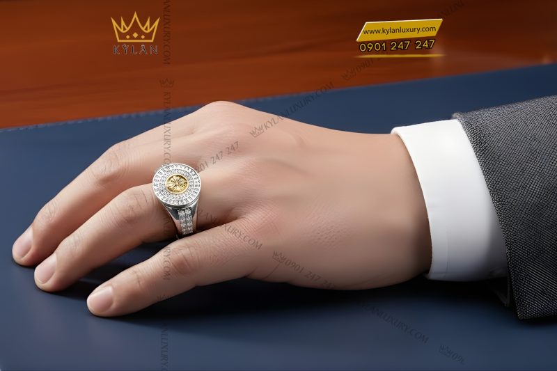 Nhẫn Patek Philippe vàng trắng Au750 đính kim cương