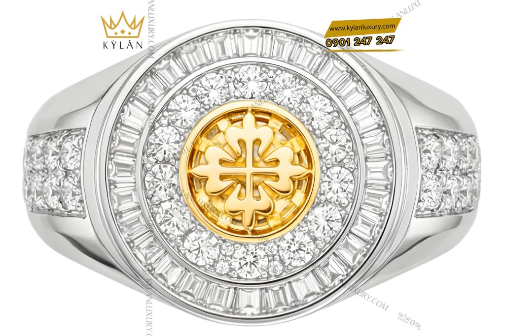 Nhẫn Patek Philippe vàng trắng Au750 đính kim cương