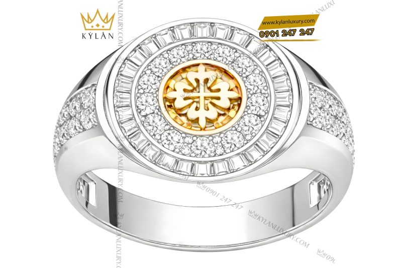 Nhẫn Patek Philippe vàng trắng Au750 đính kim cương
