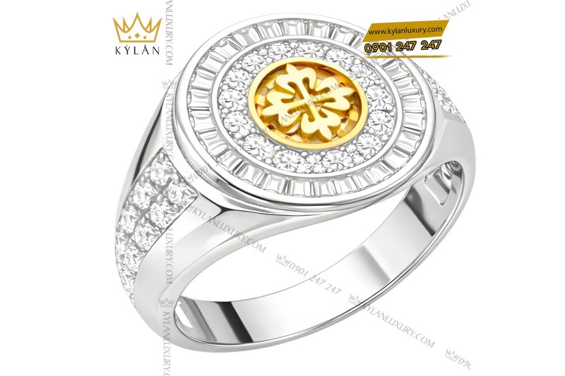 Nhẫn Patek Philippe vàng trắng Au750 đính kim cương