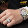 Nhẫn Rolex demi vàng hồng Au750 đính kim cương và đá quý Rainbow