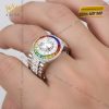 Nhẫn Rolex vàng trắng Au750 đính kim cương và đá quý Rainbow