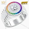 Nhẫn Rolex vàng trắng Au750 đính kim cương và đá quý Rainbow