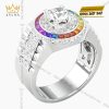 Nhẫn Rolex vàng trắng Au750 đính kim cương và đá quý Rainbow