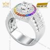 Nhẫn Rolex vàng trắng Au750 đính kim cương và đá quý Rainbow