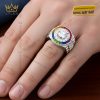Nhẫn Rolex vàng trắng Au750 đính kim cương và đá quý Rainbow
