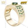 Nhẫn nam vàng Au750 đính kim cương và đá quý xanh
