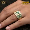 Nhẫn nam vàng Au750 đính kim cương và đá quý xanh