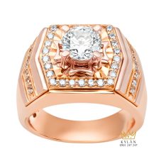 Nhẫn nam vàng hồng Au750 đính kim cương