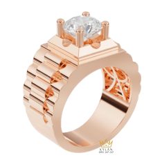 Nhẫn nam vàng hồng Au750 đính kim cương Nhẫn nam vàng hồng Au750 đính kim cương