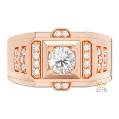 Nhẫn nam vàng hồng Au750 đính kim cương