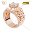 Nhẫn nam vàng hồng Au750 đính kim cương