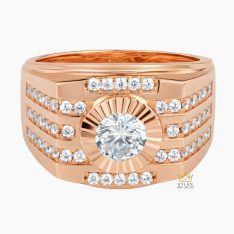 Nhẫn nam vàng hồng Au750 đính kim cương