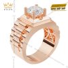 Nhẫn nam vàng hồng Au750 đính kim cương