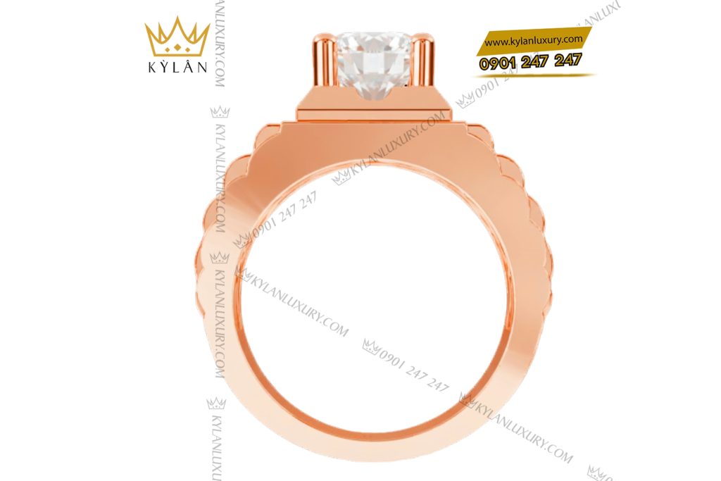 Nhẫn nam vàng hồng Au750 đính kim cương 4 Nhẫn nam vàng hồng Au750 đính kim cương