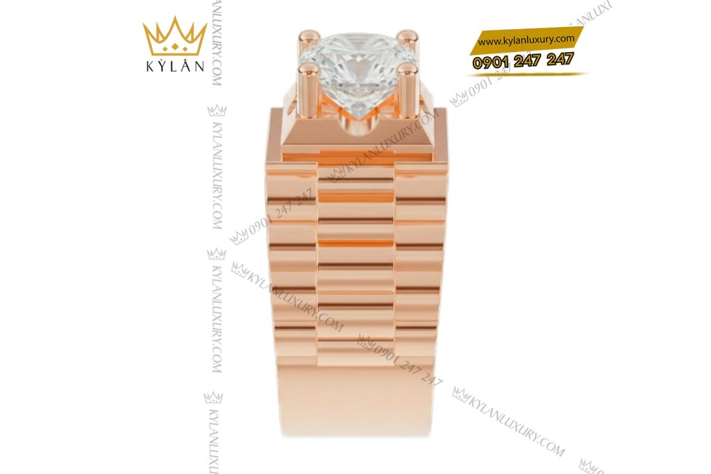 Nhẫn nam vàng hồng Au750 đính kim cương 3 Nhẫn nam vàng hồng Au750 đính kim cương
